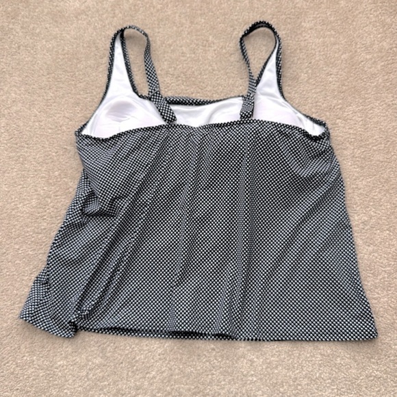 Lands' End Square Neck Black/White Polka Dot Underwire Tankini Top Size 24W DD - Picture 3 of 6